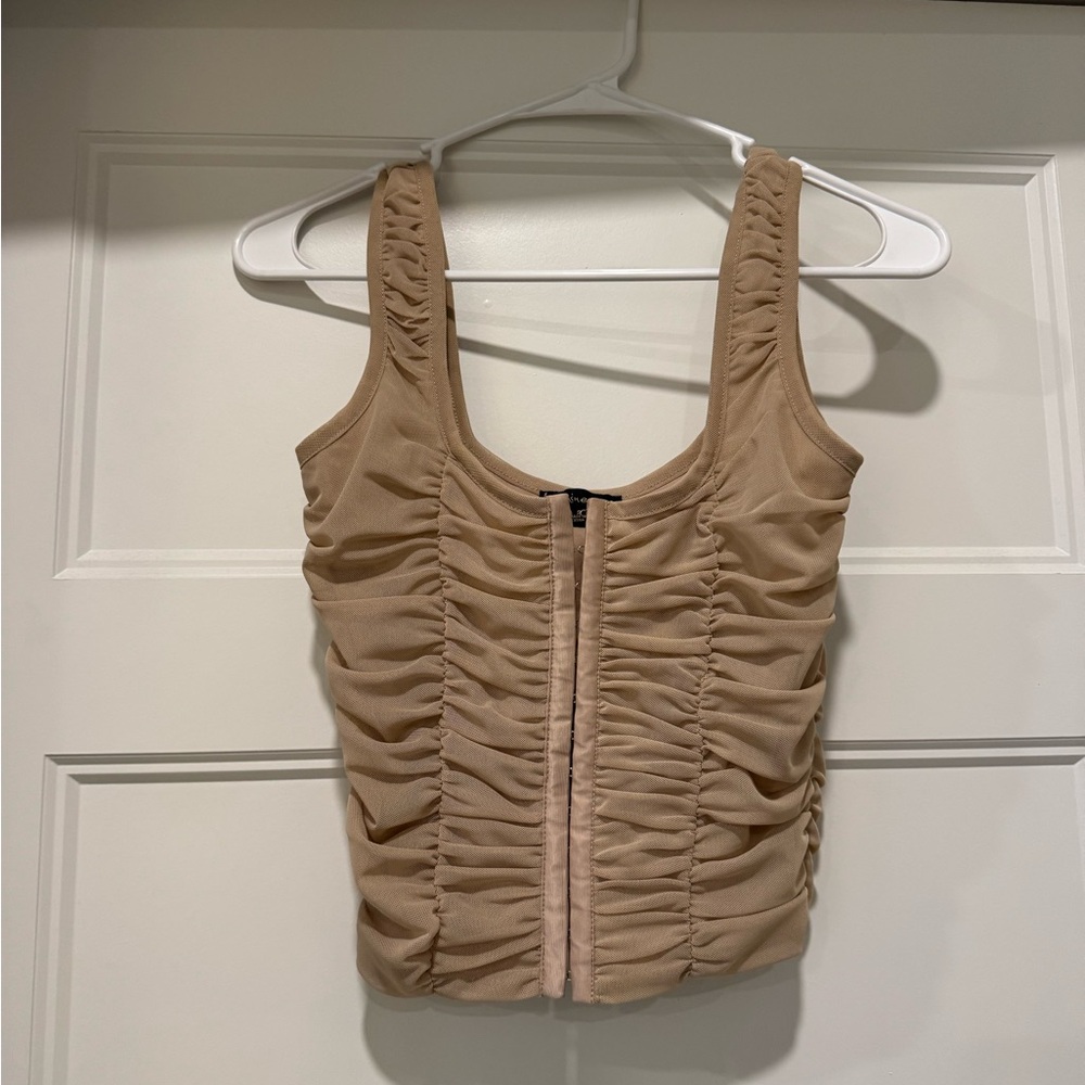 T.J.Maxx Beige Ruched Tank Top